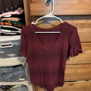 Lululemon Athletica Burgundy Short Sleeve Top